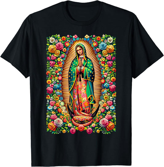 Virgen de Guadalupe Our Lady of Guadalupe Catholic Mary Folk T-Shirt