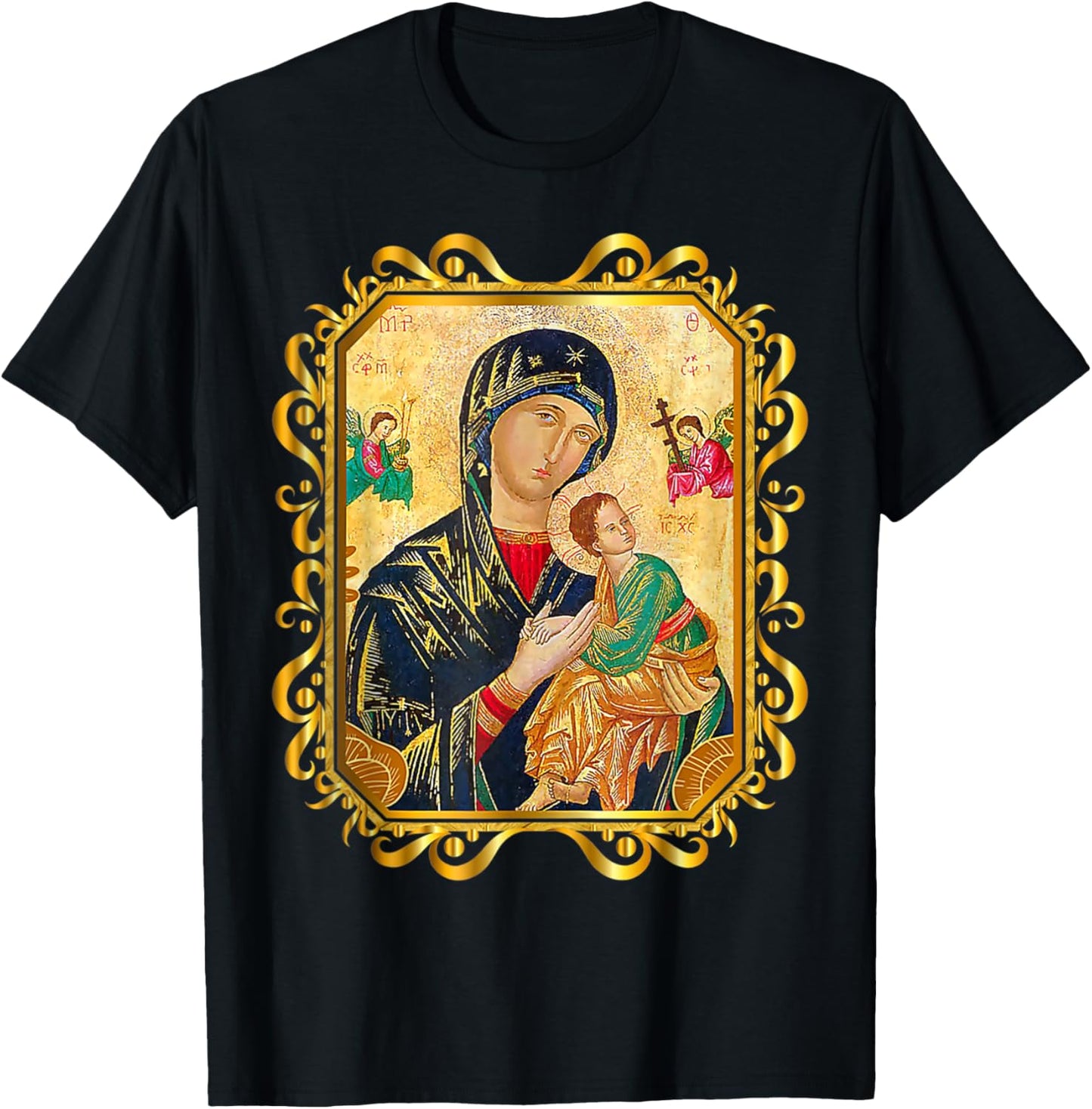 Our Lady of Perpetual Help Blessed Mother Mary Catholic Icon T-Shirt