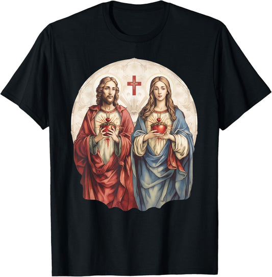 Sacred Heart of Jesus and Immaculate Heart of Mary Catholic T-Shirt