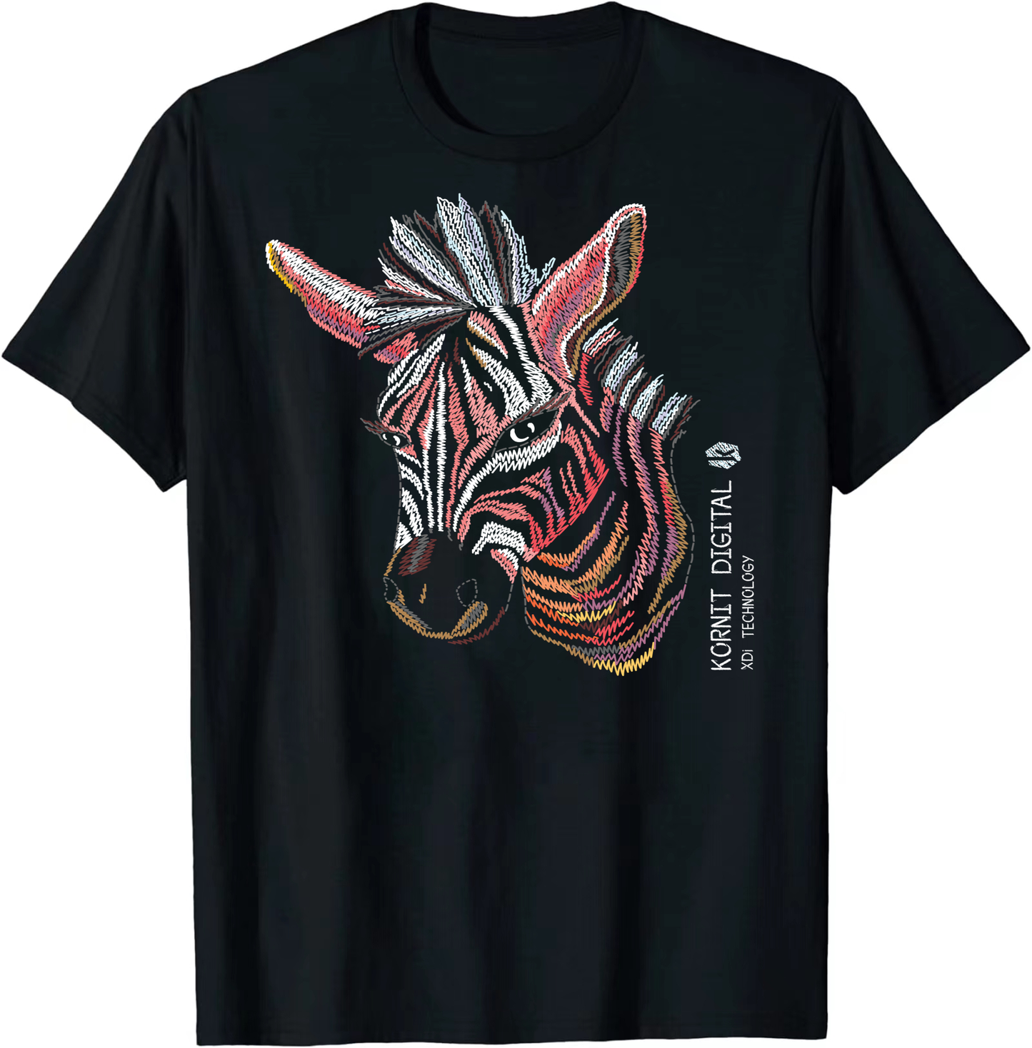 zebra embroidery style 100% cotton T-shirt