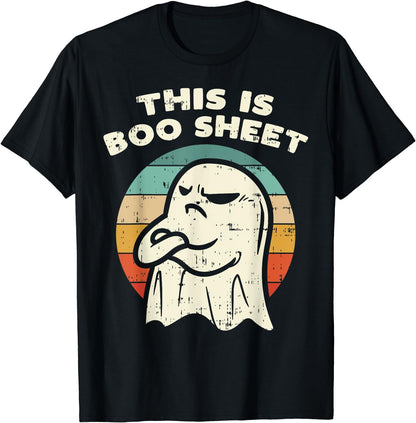 This Is Boo Sheet Ghost Retro Halloween Costume Men Women T-Shirt