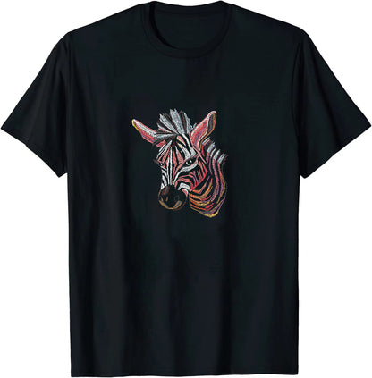 zebra embroidery style 100% cotton T-shirt