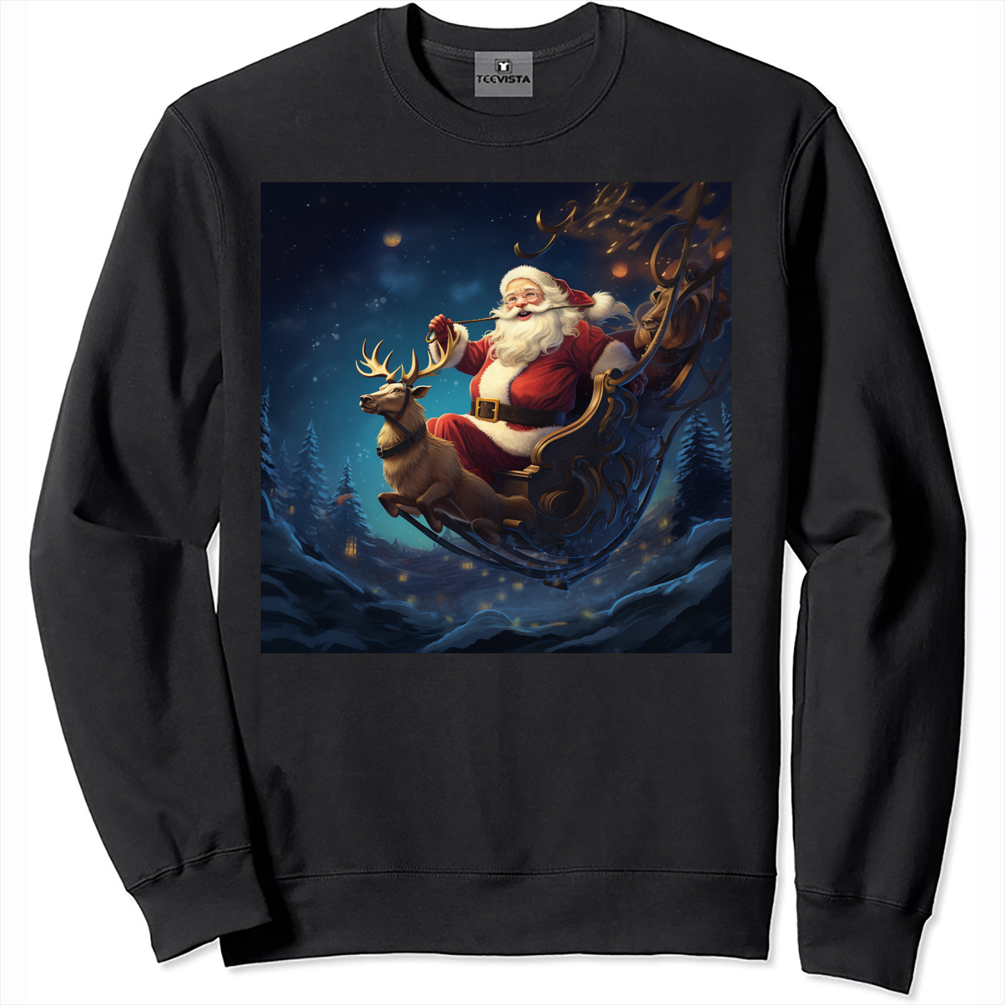 Santa Claus Flying His Sleigh Sweatshirt- Christmas Hoodie