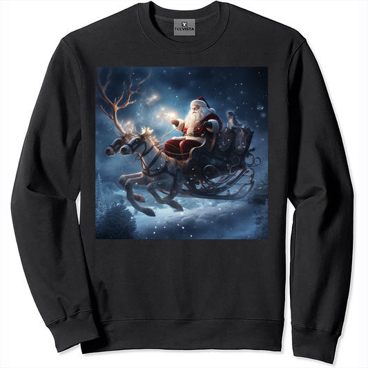 Santa Claus Flying His Sleigh Sweatshirt- Christmas Hoodie