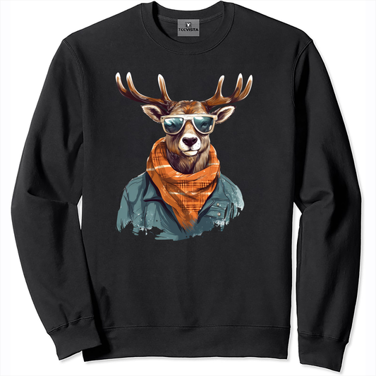 Christmas Hoodie-Cool Reindeer with Sunglasses Sweatshirt