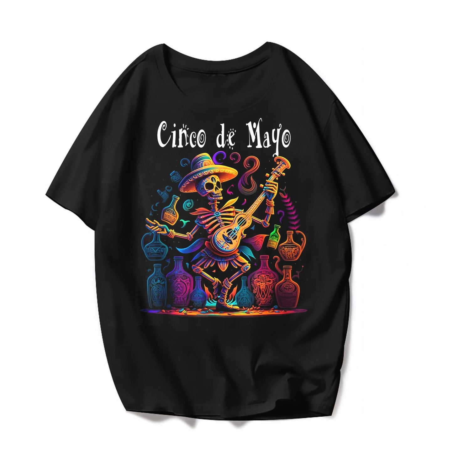 Happy Cinco De Mayo T-Shirt Skull Guitar Tee - Festival Graphics