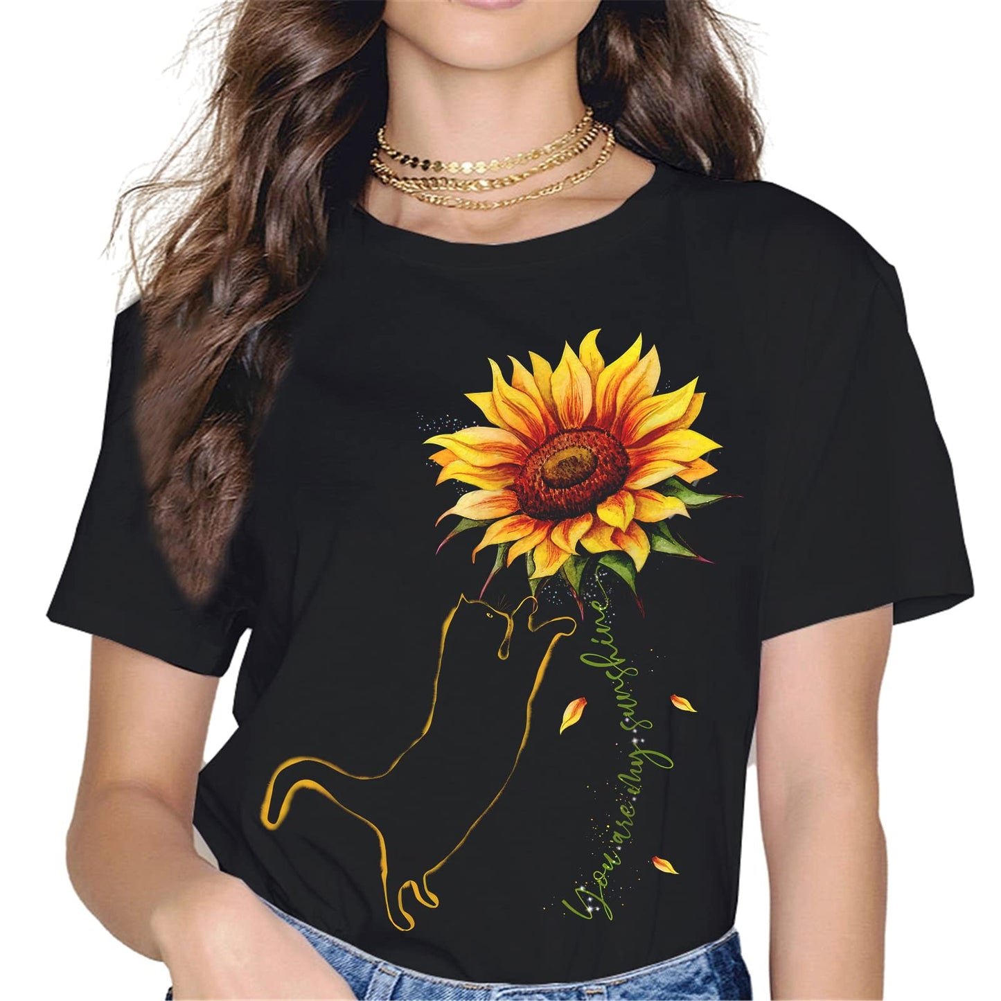 Sunflower Cat Mom Tee - Be Your Own Sunshine