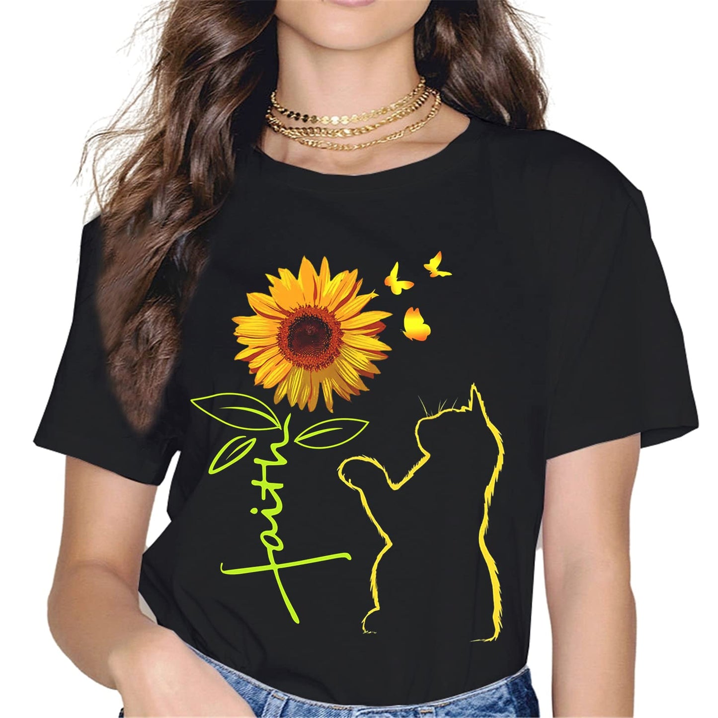 Sunflower Cat Mom Tee - Be Your Own Sunshine