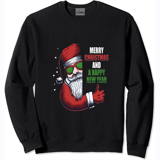 Christmas Sweatshirt with Santa Claus Blessings - Winter Warmth for All