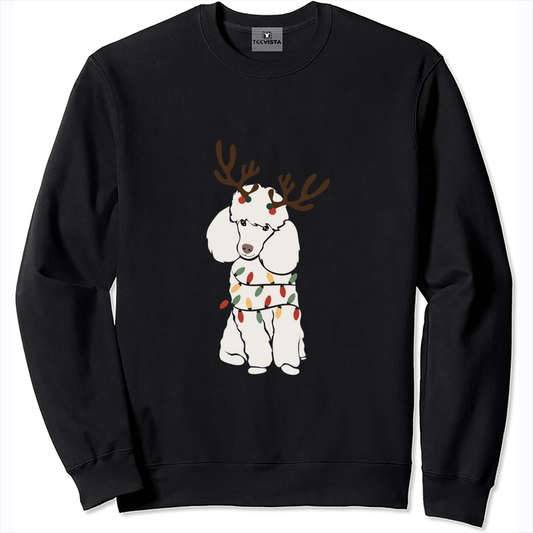 Christmas Sweatshirt with Antler Poodle - Jolly & Joyful for Everyone